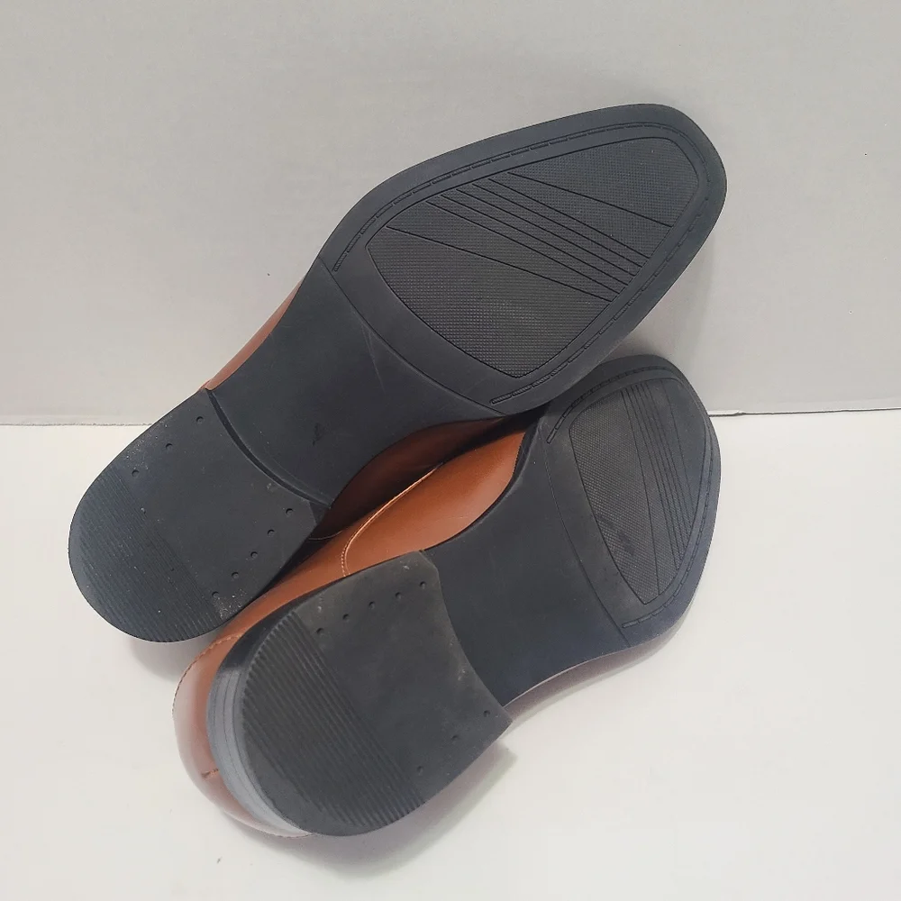 Alfani Andrew Classic Dark Tan Leather Men's‎ Dress Shoes Size 8.5